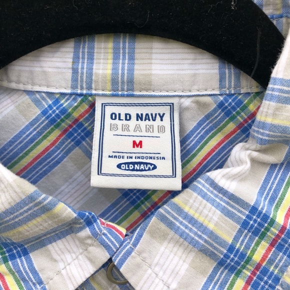 Old Navy | blue plaid snap button shirt - Picture 4 of 4